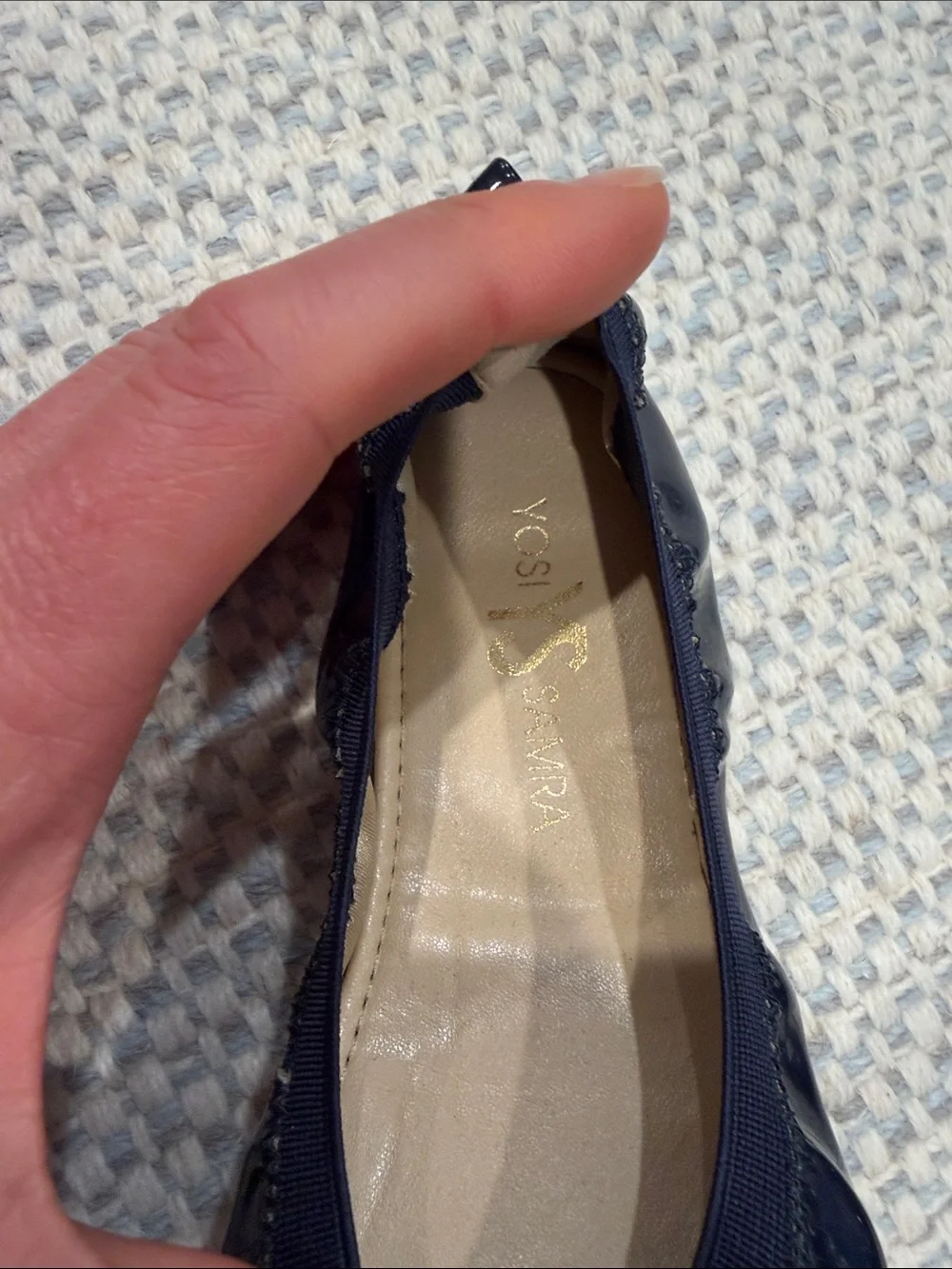 Yosi Samra Navy Patent Kids Ballet Flats